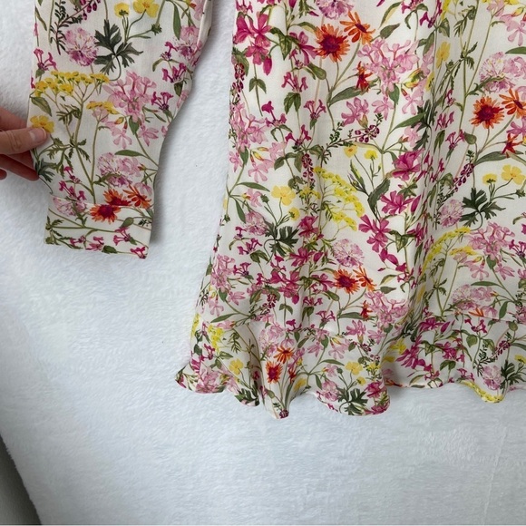 SCOTCH & SODA Women Floral Cream Allover Print Long Sleeve Mini Dress Size Small - Picture 6 of 16